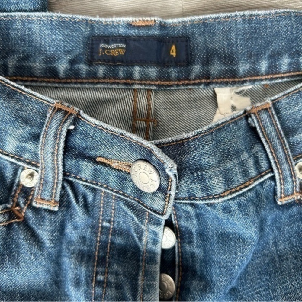 โจJ Crew button fly crop boyfriend blue jeans ๐ 4 - Picture 10 of 10